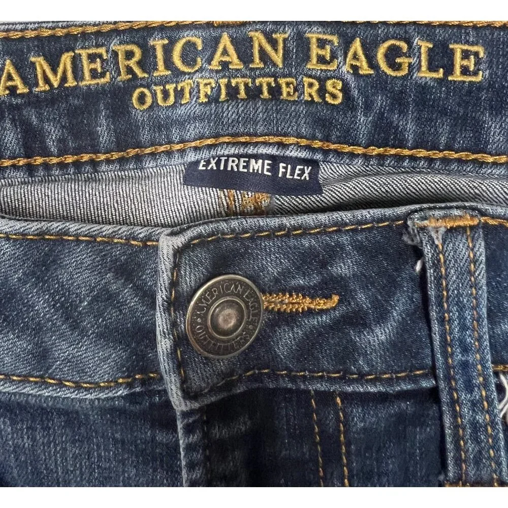 American Eagle Outfitters Extreme Flex Mens Jeans Size 30x30 Blue Denim Straight - Picture 3 of 4